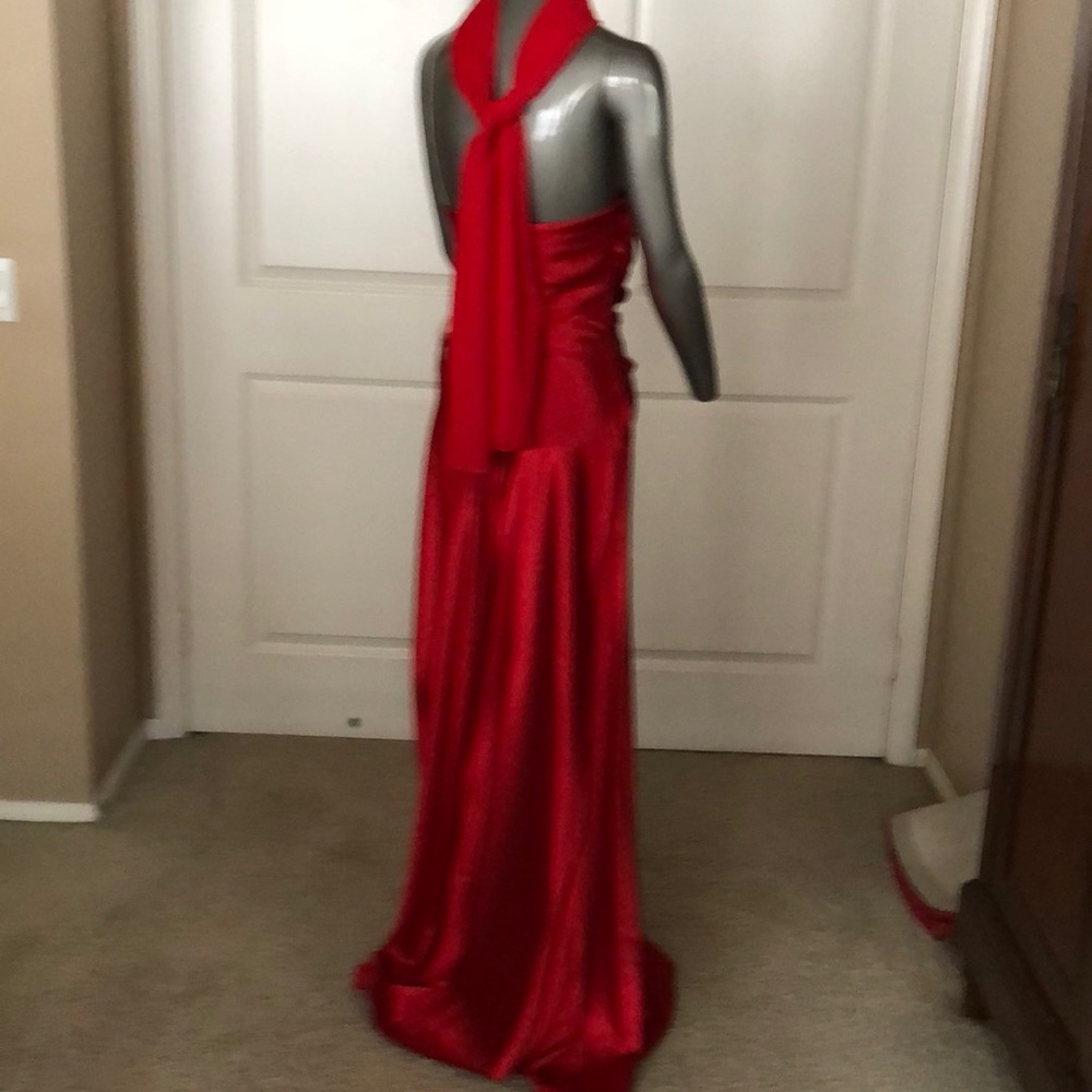 Cinderella Strapless Red Bridesmaid Prom Gown - Picture 6 of 10